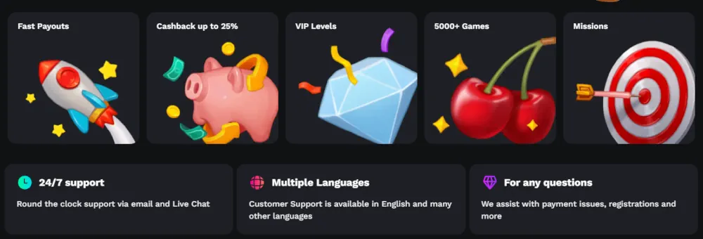 Platforma Bet On Red evidențiază caracteristici precum cashback săptămânal și selecție masivă de jocuri.